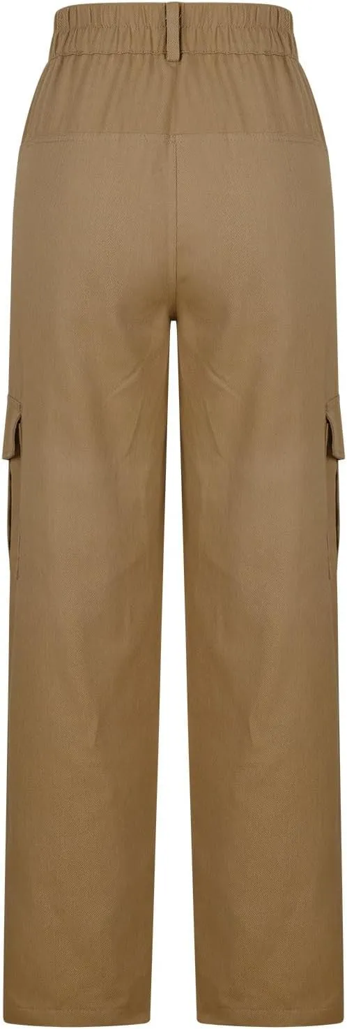 Cargo Pants for Women High Waisted Pants Baggy Stretchy Wide Leg Y2K Streetwear Multiple Pockets Fashion Cargo Jeans