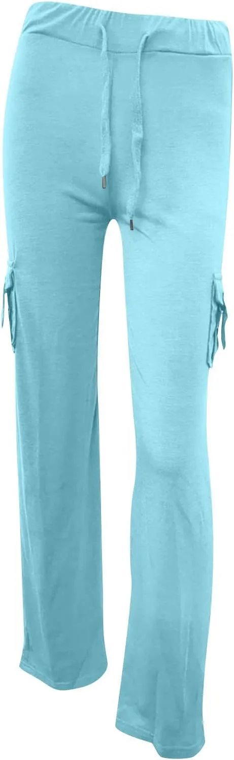 Cargo Yoga Pants for Women High Waist Wide Leg Bootcut Trousers Plus Size Baggy Flare Slacks Pants with Pockets