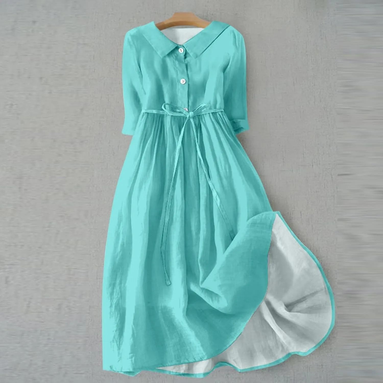 Casual Dresses for Women Short Sleeve Strappy Swing Dress Plus Size Summer Dresses Button Up Party Midi Dress 2024