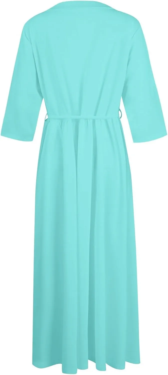 Casual Dresses for Women Short Sleeve Strappy Swing Dress Plus Size Summer Dresses Button Up Party Midi Dress 2024