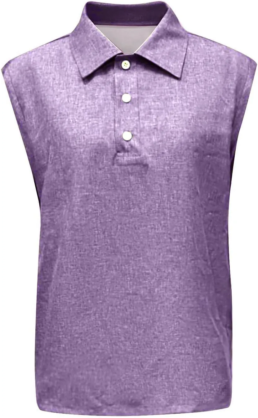 Casual Pullover Polo Shirts for Men Classic Washed Distressed Sleeveless Tops Summer Loose Fit Vintage Stylish Shirts