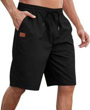 Casual Shorts for Men Loose Fit Stretch Twill Chino Golf Shorts Lightweight Elastic Waist Drawstring Summer Beach Pants