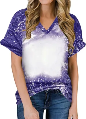Ceboyel Womens Bleached Sublimation Blank Shirts Short Sleeve Graphic Tees Tops Casual Blouses Funny Summer Outfits Clothes