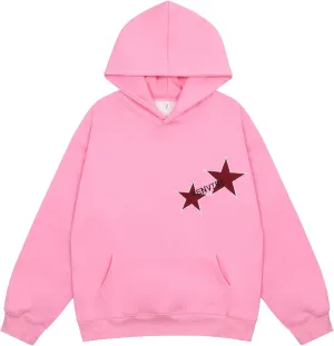 COOLMONAR Men's Vintage Oversized Star Graphic Print Hoodie Streetwear Zip-Up Hoodies Sweatshirt Casual Hooded