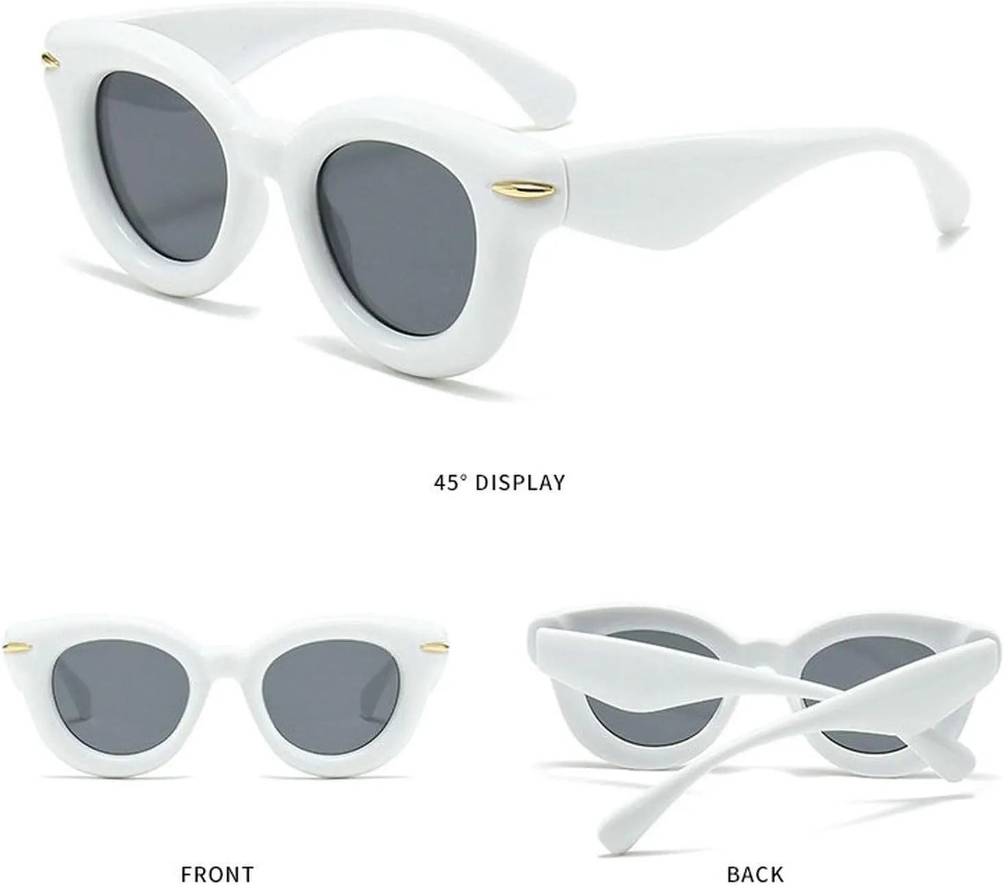 COTIA Cute Inflated Round Sunglasses Women Men 2023 Y2K Punk Cat Eye Sun Glasses Vintage Eyewear