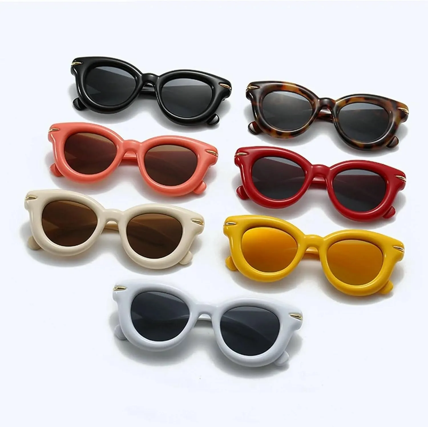 COTIA Cute Inflated Round Sunglasses Women Men 2023 Y2K Punk Cat Eye Sun Glasses Vintage Eyewear