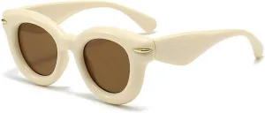 COTIA Cute Inflated Round Sunglasses Women Men 2023 Y2K Punk Cat Eye Sun Glasses Vintage Eyewear