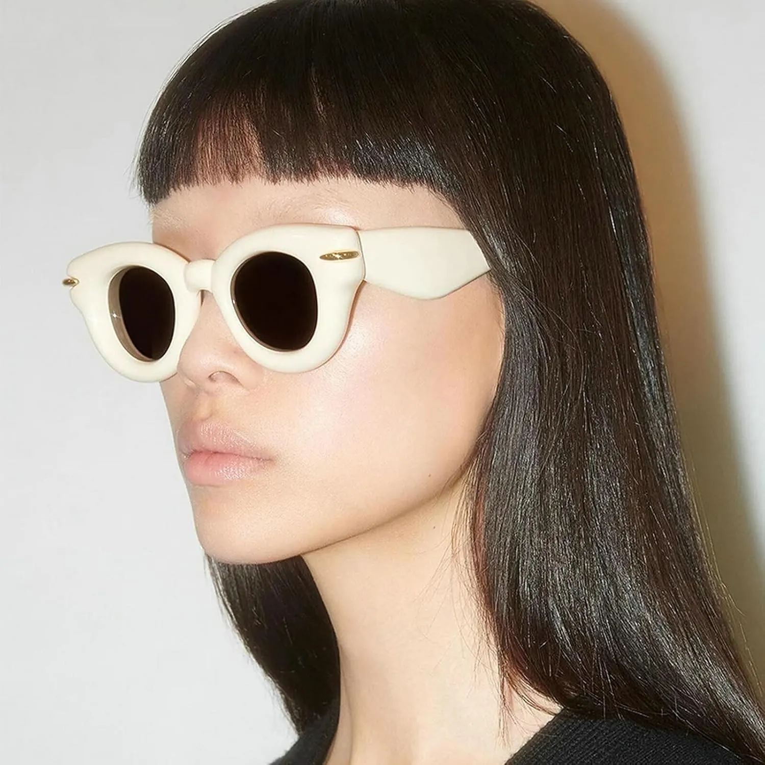 COTIA Cute Inflated Round Sunglasses Women Men 2023 Y2K Punk Cat Eye Sun Glasses Vintage Eyewear