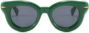 COTIA Round Cat Eye Sunglasses Cute Inflated for Women Men Punk Rivets Vintage Cateye Sun Glasses Eyewear W35