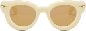 COTIA Round Cat Eye Sunglasses Cute Inflated for Women Men Punk Rivets Vintage Cateye Sun Glasses Eyewear W35