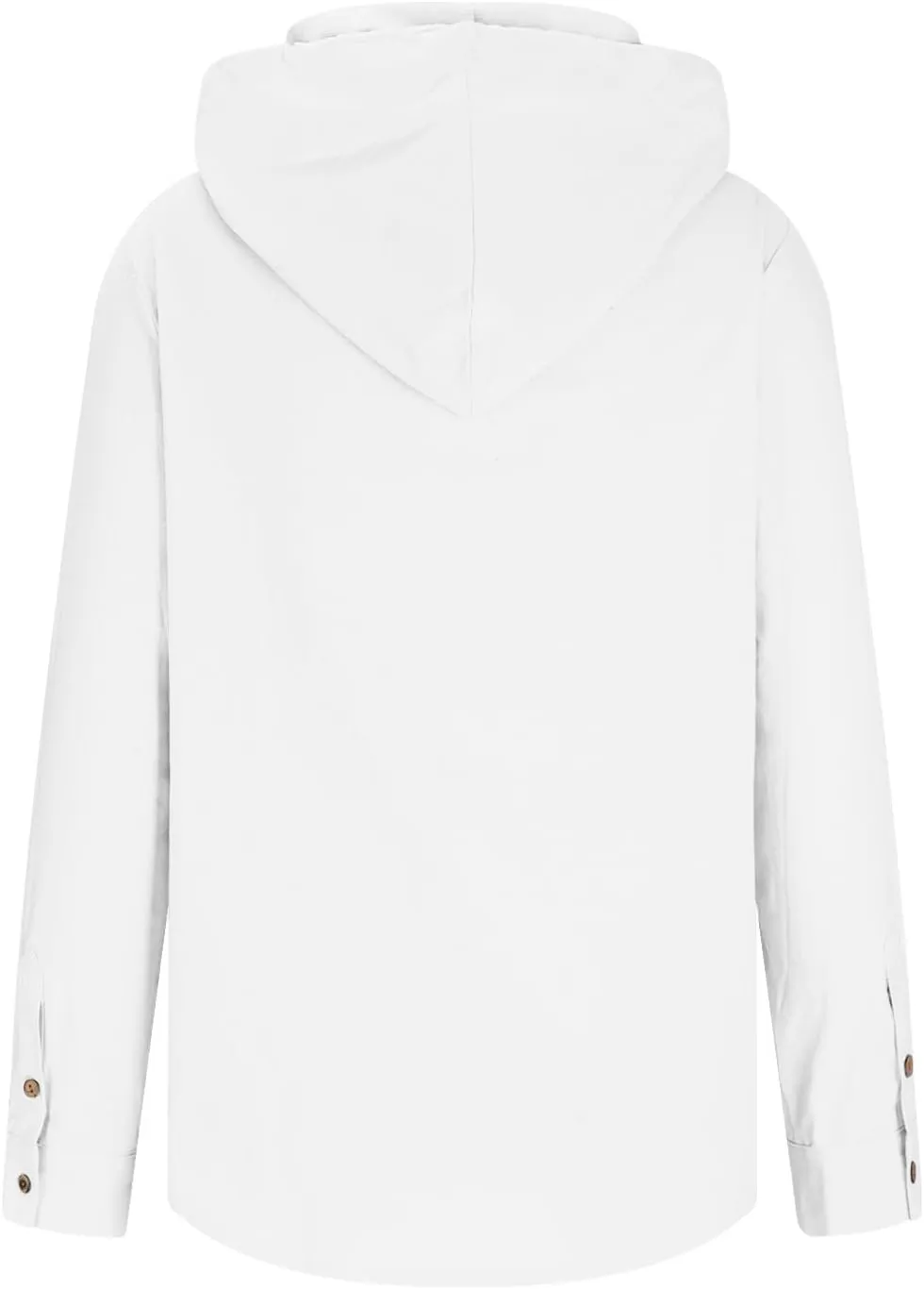 Cotton Linen Button Down Shirts for Men Long Sleeve Drawstring Hooded Tops Casual Lightweight Hoodie Shirt