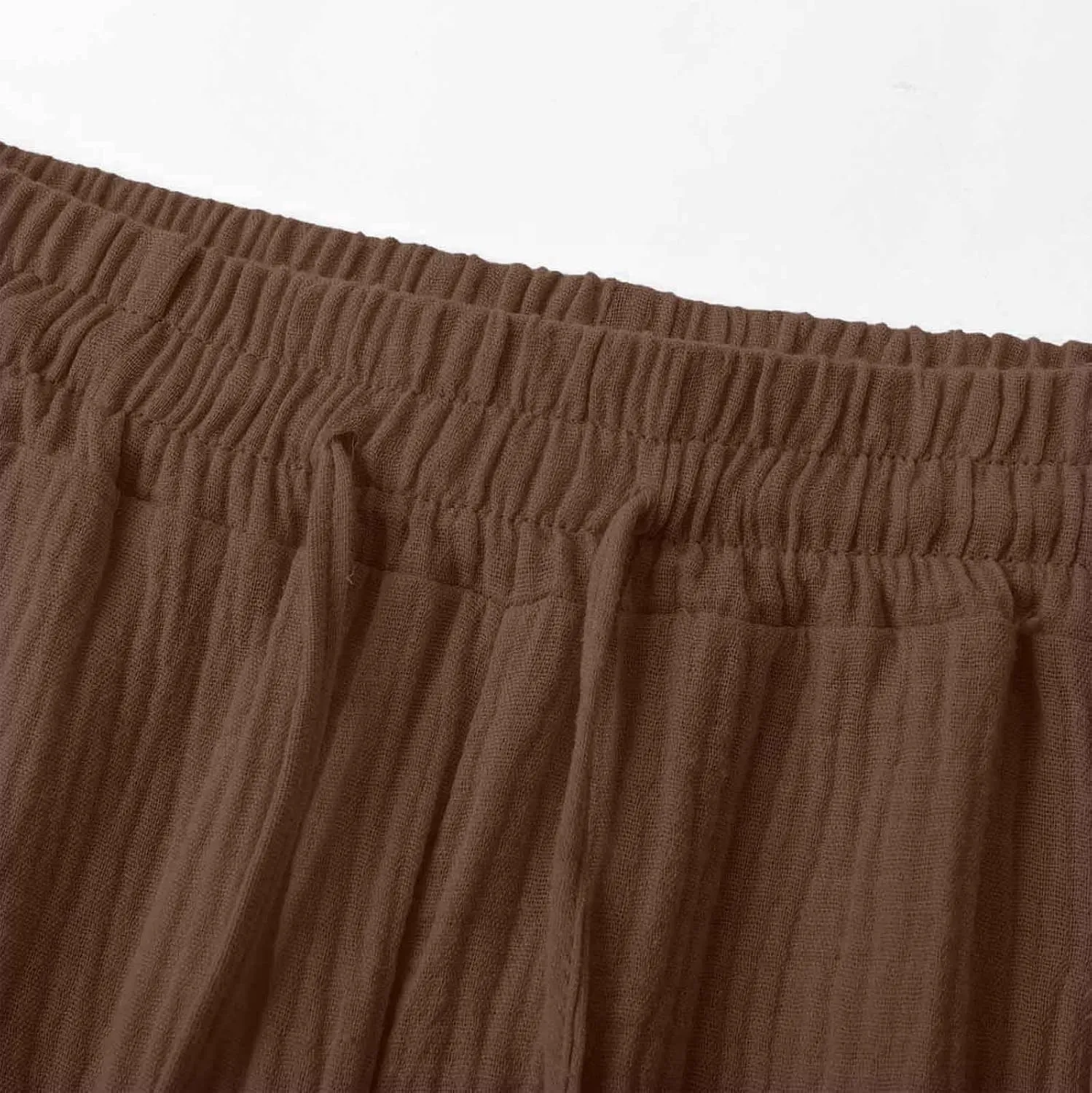 Cotton Linen Capri Pants for Women Casual Loose Straight Cropped Yoga Pants Elastic High Waisted Comfy Summer Trousers
