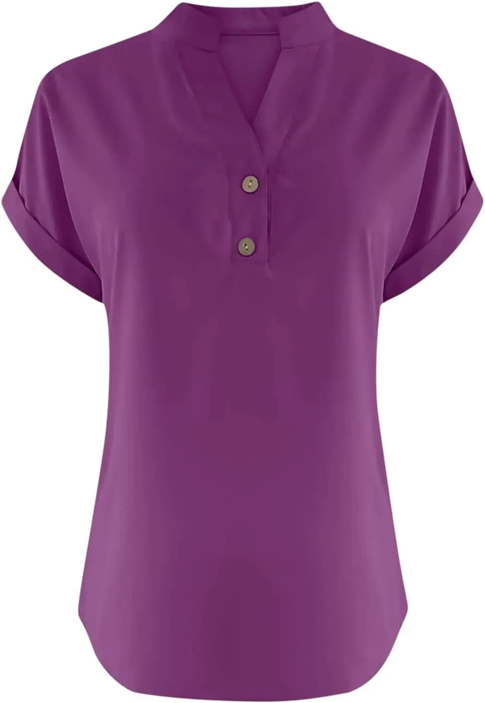 Cotton Linen Shirts for Women V-Neck Button Up T-Shirt Short Sleeve Roll Up Loose Summer Casual Work Blouses Plus Size Tops