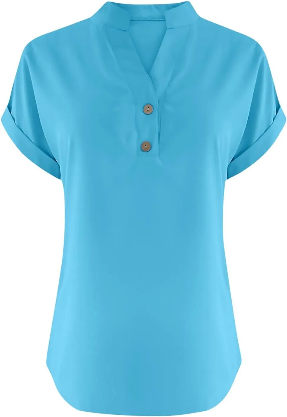 Cotton Linen Shirts for Women V-Neck Button Up T-Shirt Short Sleeve Roll Up Loose Summer Casual Work Blouses Plus Size Tops