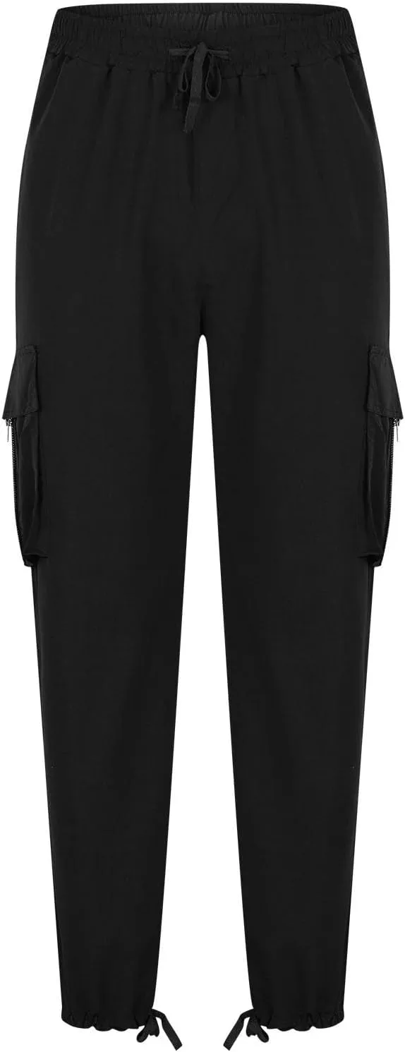Dgoopd Cargo Pants for Men Baggy Straight Leg Joggers Drawstring Bottom Hiking Pants Workout Tactical Pants with Pockets