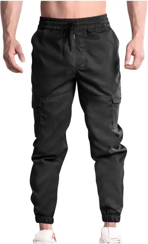 Dgoopd Mens Cargo Pants Elastic Waist Casual Cargo Sweatpants Waist Drawstring Joggers Hiking Tactical Pants
