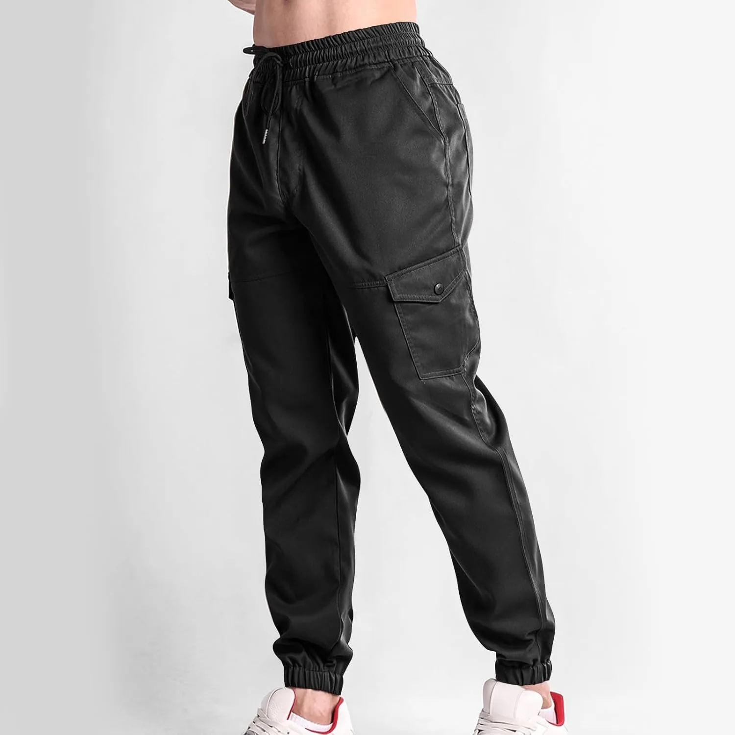 Dgoopd Mens Cargo Pants Elastic Waist Casual Cargo Sweatpants Waist Drawstring Joggers Hiking Tactical Pants