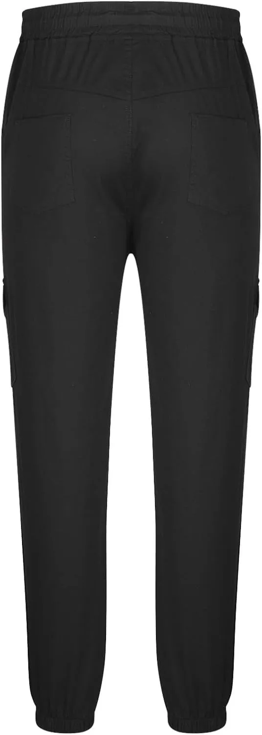 Dgoopd Mens Cargo Pants Elastic Waist Casual Cargo Sweatpants Waist Drawstring Joggers Hiking Tactical Pants