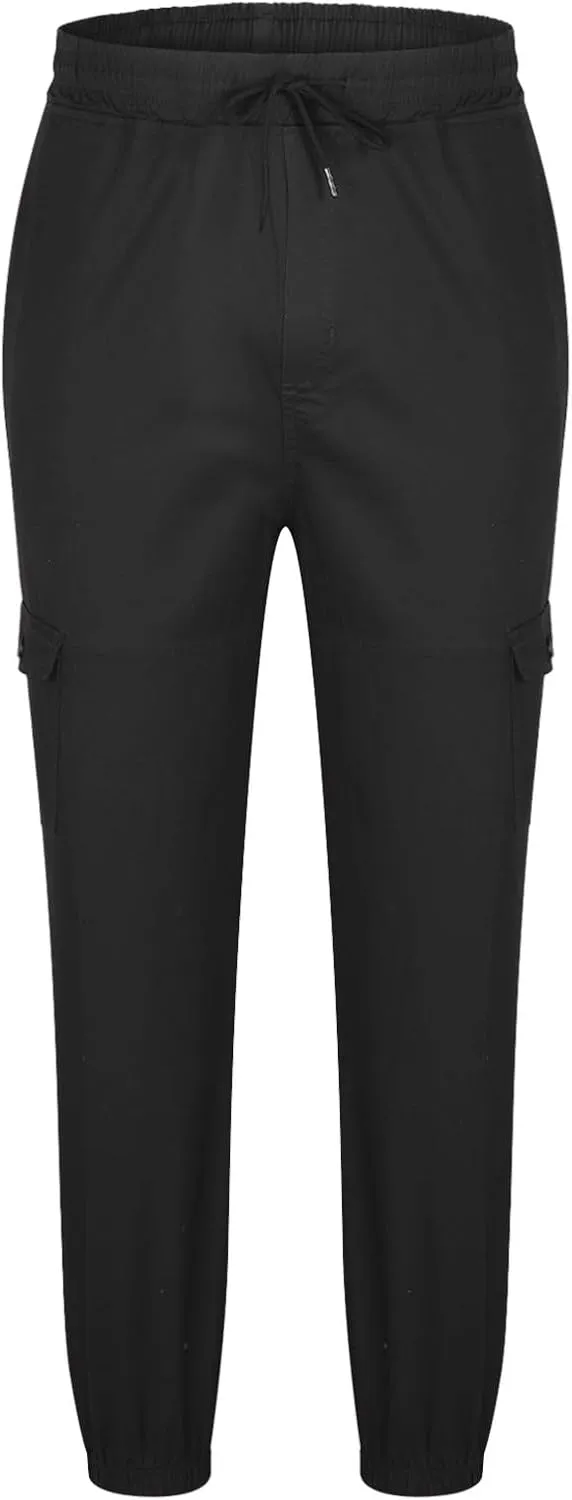 Dgoopd Mens Cargo Pants Elastic Waist Casual Cargo Sweatpants Waist Drawstring Joggers Hiking Tactical Pants
