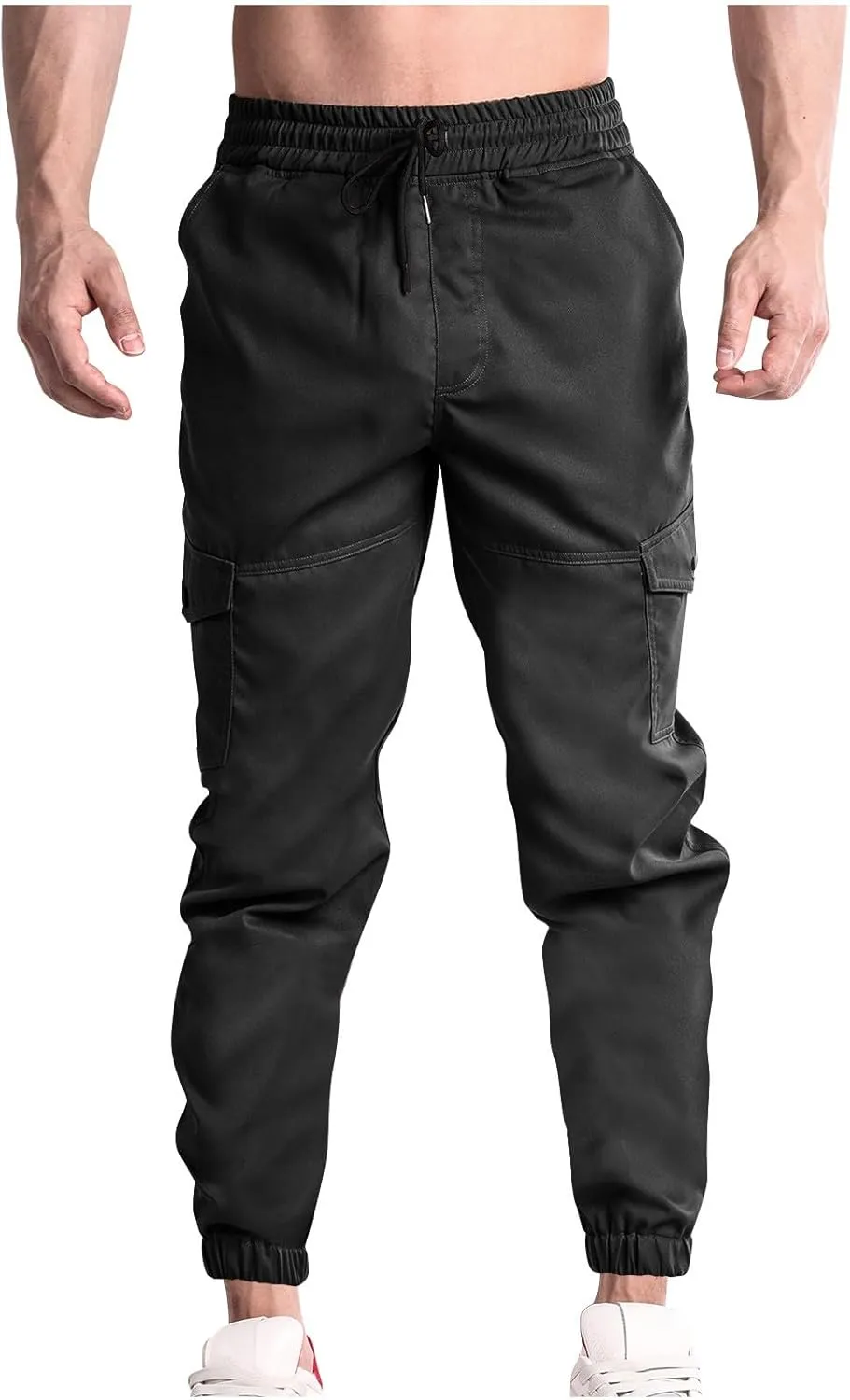 Dgoopd Mens Cargo Pants Elastic Waist Casual Cargo Sweatpants Waist Drawstring Joggers Hiking Tactical Pants