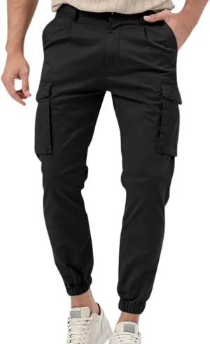 Dgoopd Straight Leg Cargo Pants Men Drawstring Elastic Waist Casual Cargo Pant Mens Cargo Work Pants with Multi Pocket