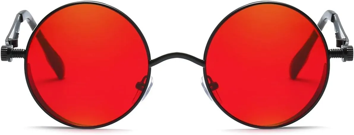 Dollger Vintage Steampunk Retro Metal Round Circle Frame Sunglasses