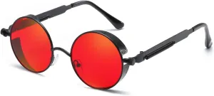 Dollger Vintage Steampunk Retro Metal Round Circle Frame Sunglasses
