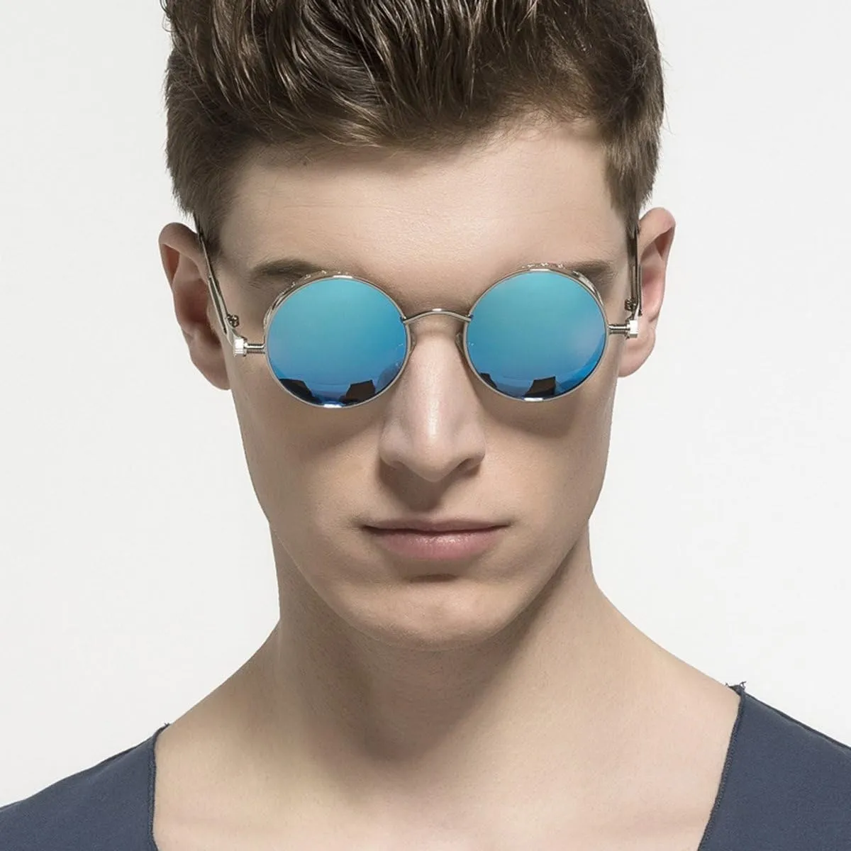 Dollger Vintage Steampunk Retro Metal Round Circle Frame Sunglasses