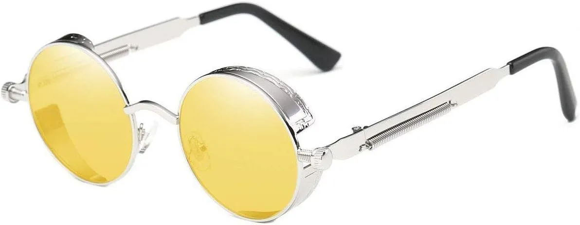Dollger Vintage Steampunk Retro Metal Round Circle Frame Sunglasses