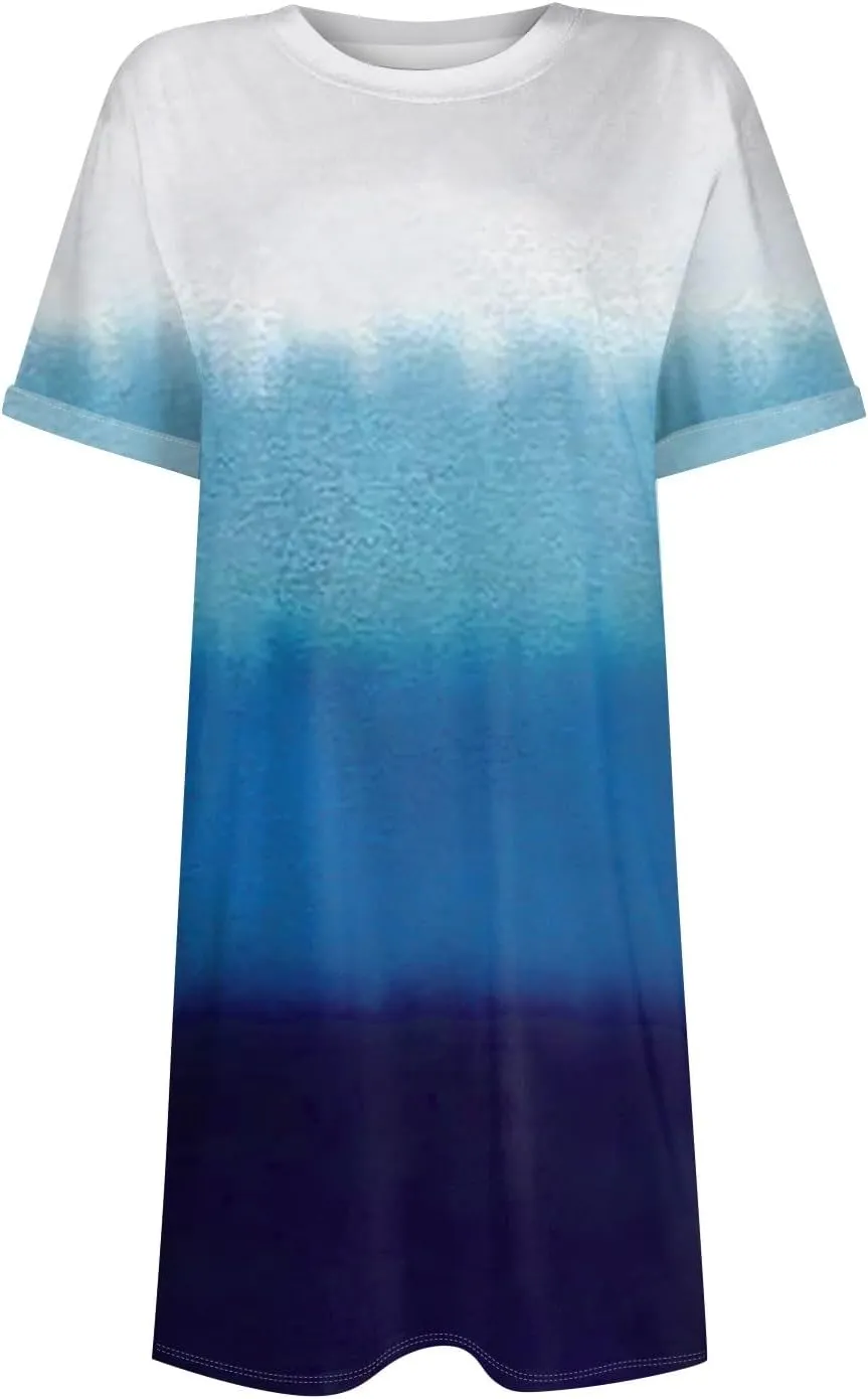 DPKLAD Womens Casual Summer T Shirt Dress Loose Short Sleeve Tunic Dress with Pocket for Women