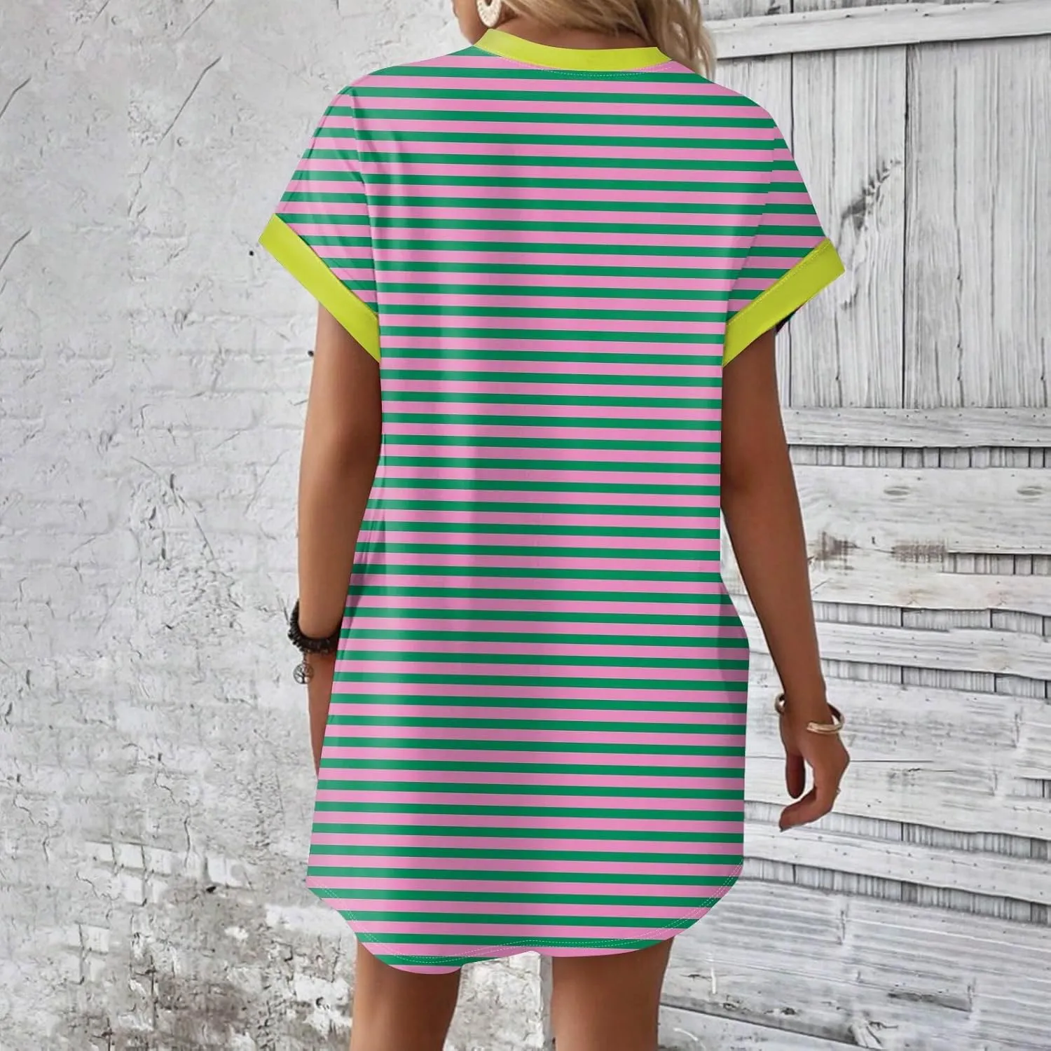 DPKLAD Womens Casual Summer T Shirt Dress Loose Short Sleeve Tunic Dress with Pocket for Women