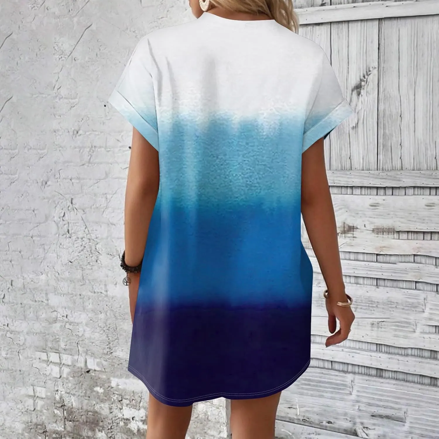 DPKLAD Womens Casual Summer T Shirt Dress Loose Short Sleeve Tunic Dress with Pocket for Women