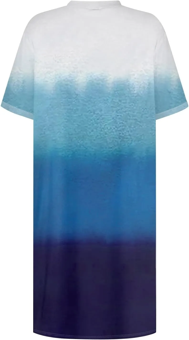 DPKLAD Womens Casual Summer T Shirt Dress Loose Short Sleeve Tunic Dress with Pocket for Women