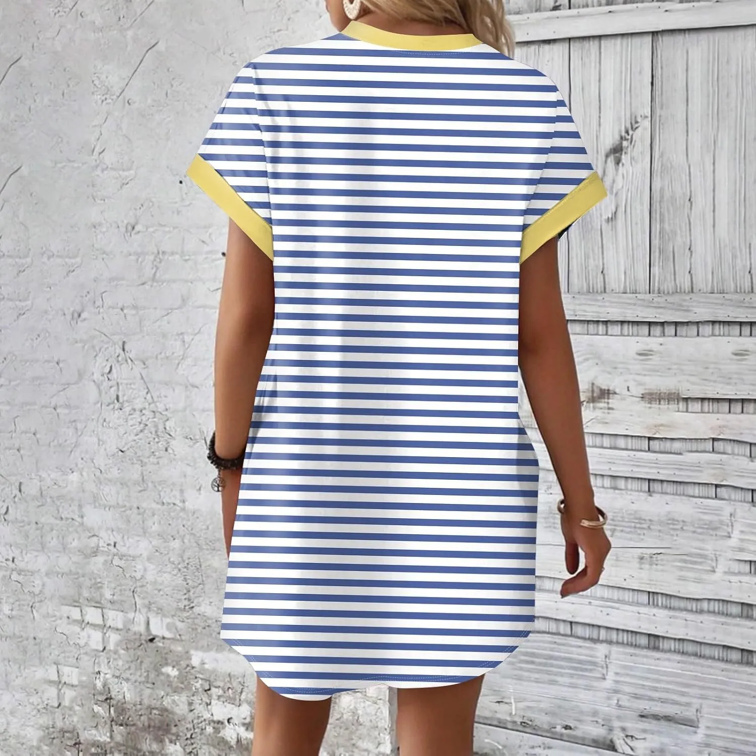 DPKLAD Womens Casual Summer T Shirt Dress Loose Short Sleeve Tunic Dress with Pocket for Women