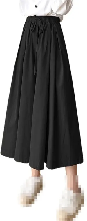 Elastic Waist Flared Skirt for Women,Spring,mid-Length high-Waist A-line Skirt