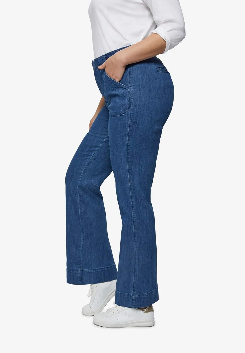 ellos Plus Size High-Waist Wide Leg Jeans