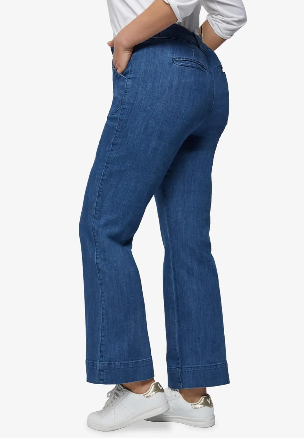 ellos Plus Size High-Waist Wide Leg Jeans