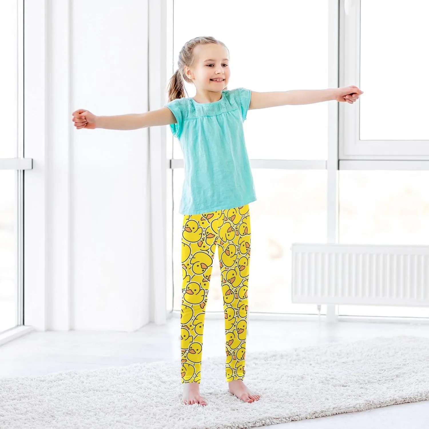 Emelivor Girls Leggings Ankle Length Leggings for Girls Soft Stretch Yoga Pants Athletic Leggings for Kids 4-10 Years