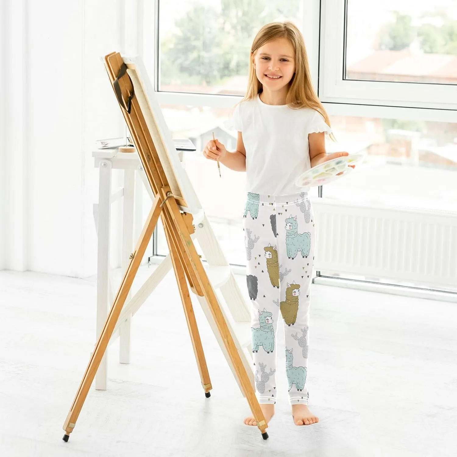Emelivor Leggings for Girls Stretch Pants Girls Leggings Ankle Length Leggings for Kids Toddler Girls 4-10 Years