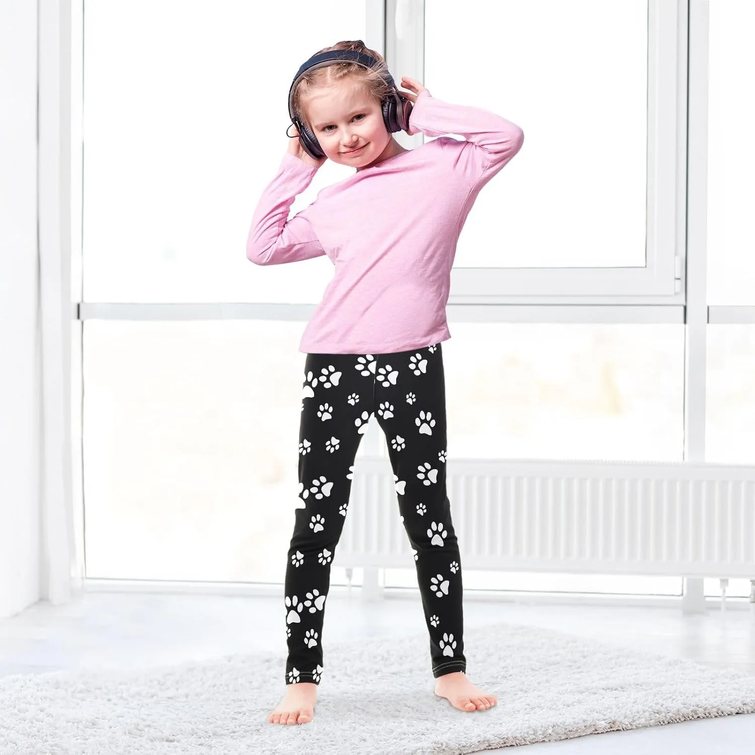 Emelivor Leggings for Girls Stretch Pants Soft Girls Leggings Ankle Length Leggings for Kids Toddler 4-10 Years