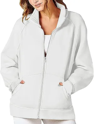 Fall Outfits Womens Oversized Sweatshirt Womens Zip Up Hoodies Cropped Sweatshirts Fleece Jackets Casual Hooded