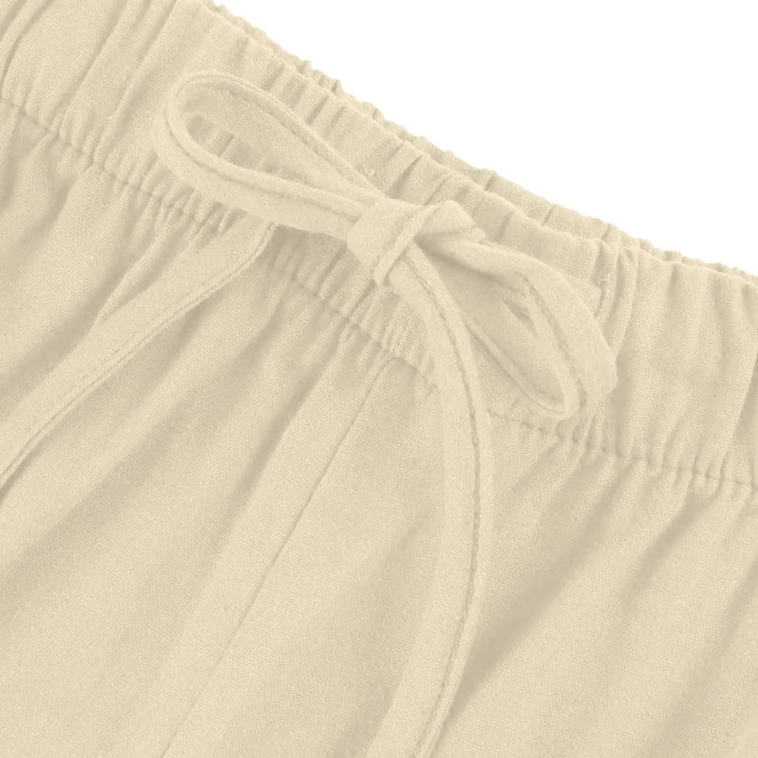 fanmpghleoo Wide Leg Linen Pants for Women Plus Size Palazzo Pants Casual Drawstring Flowy Beach Linen Trousers with Pockets