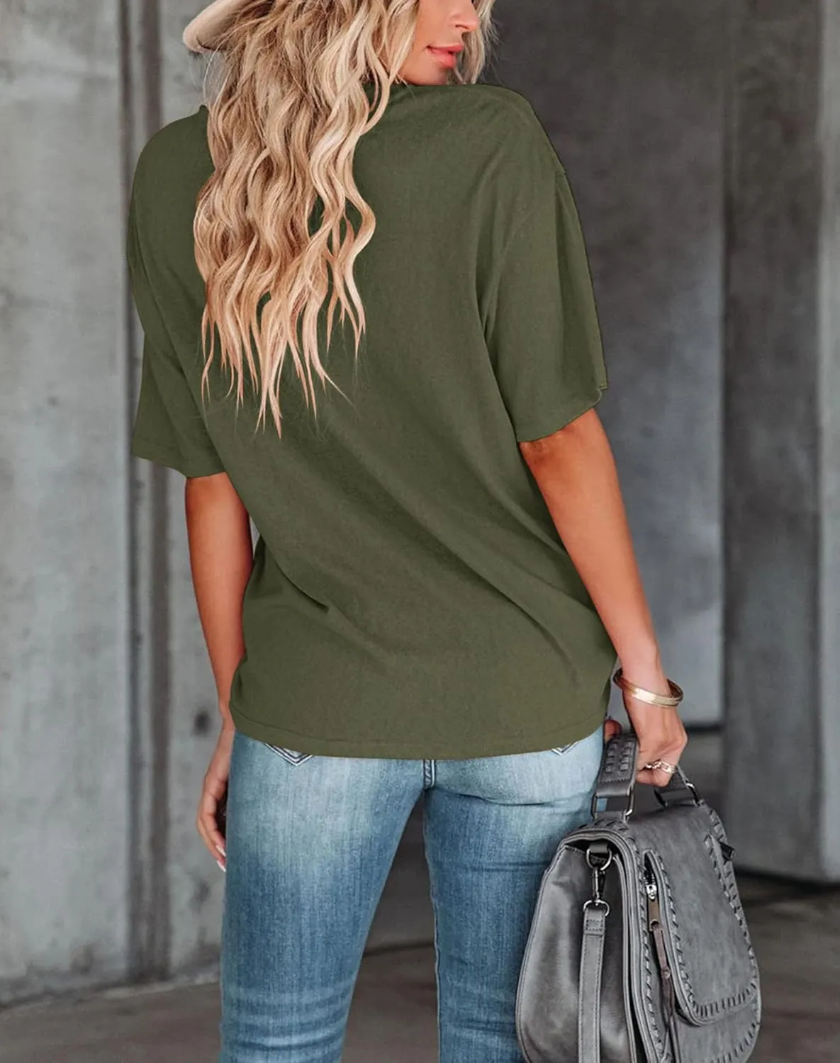 Fanway&EC Women's Short Sleeve T-Shirts Casual Crewneck Tees with Pocket Summer Basic Tops