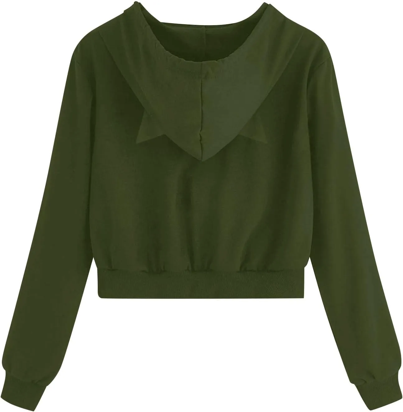 Fashion Hoodies Coats for Women Casual Solid Color Long Sleeve Cropped Zip Up Jackets Fall Loose Cat Hooded Hoodies