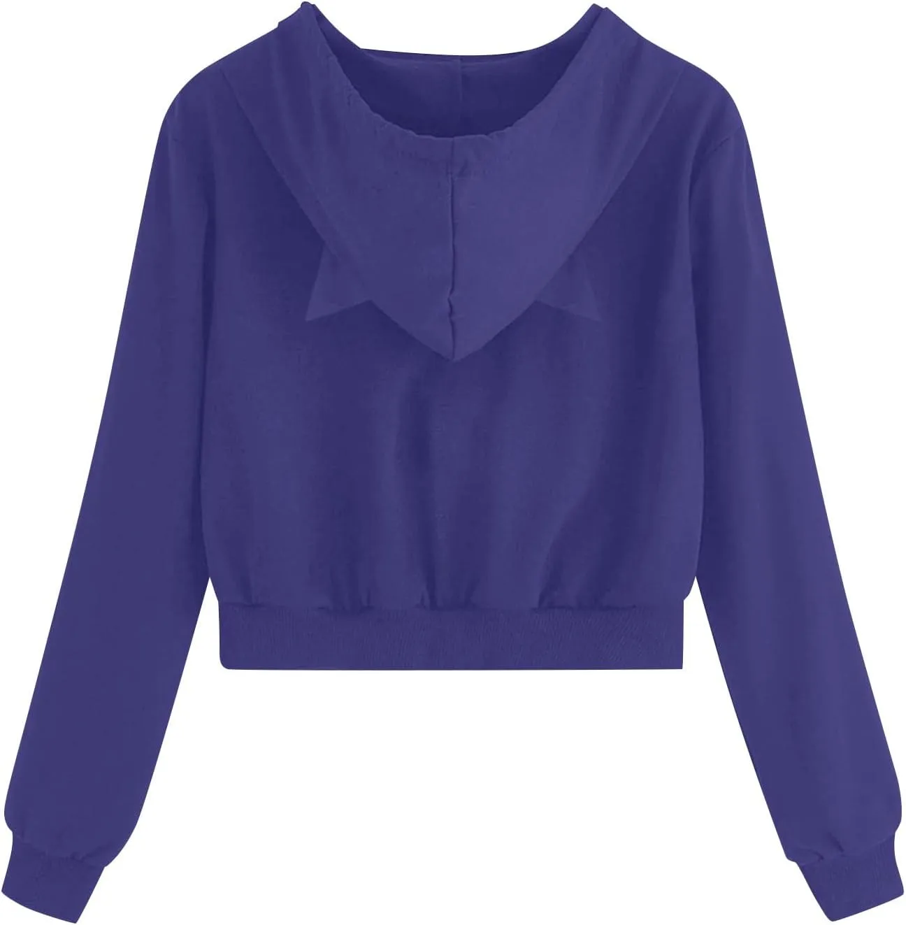 Fashion Hoodies Coats for Women Casual Solid Color Long Sleeve Cropped Zip Up Jackets Fall Loose Cat Hooded Hoodies