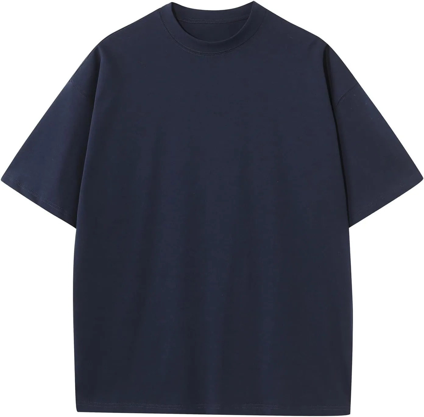 Finelylove Mens Oversized Cotton T-Shirts Big and Tall Short Sleeve Crewneck Casual Shirts Summer Cotton Basic Tee Tops