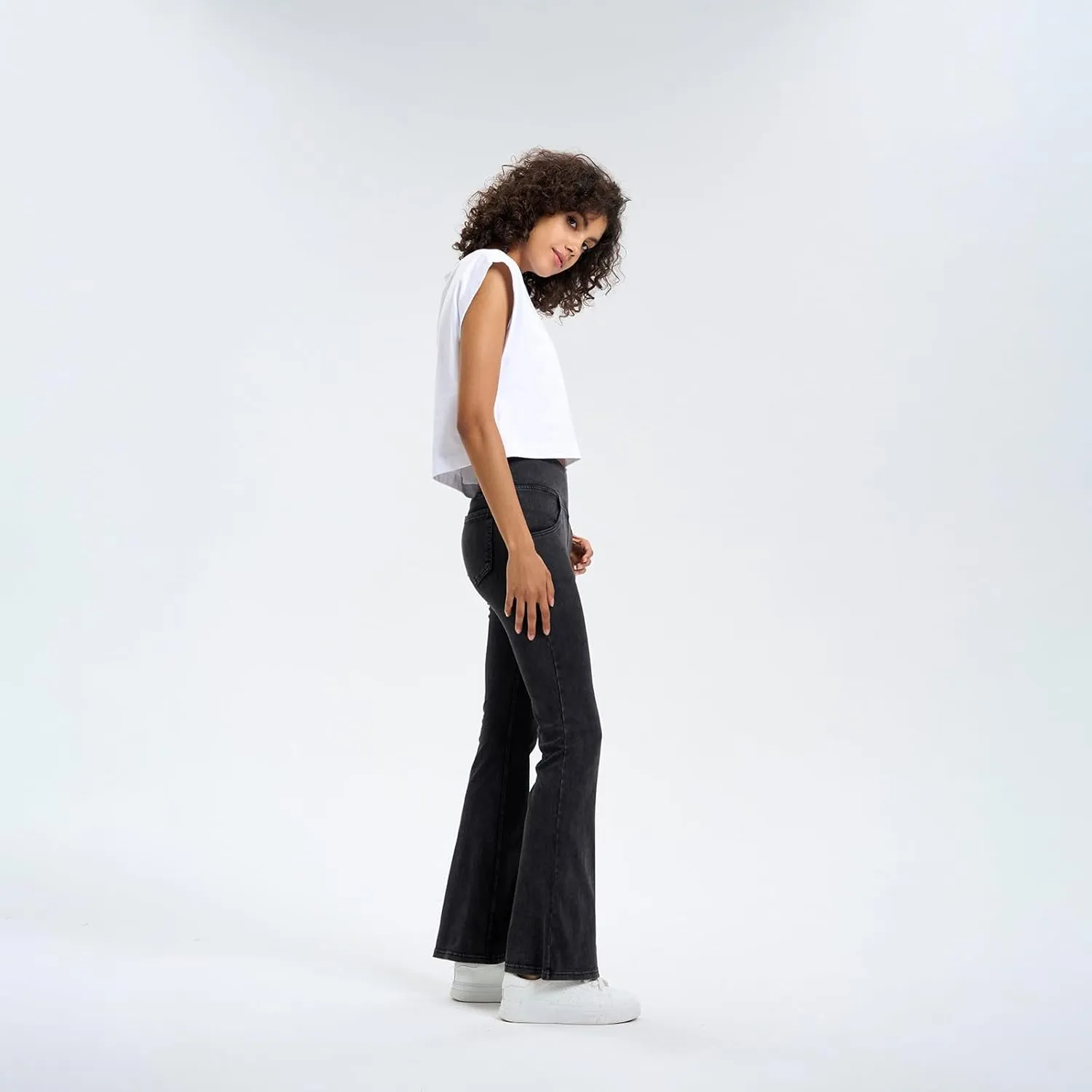 Flare Jeans for Women Crossover High Waisted Tummy Control Jeggins Slim Fit Curvy Bootcut Denim Leggings with Pockets
