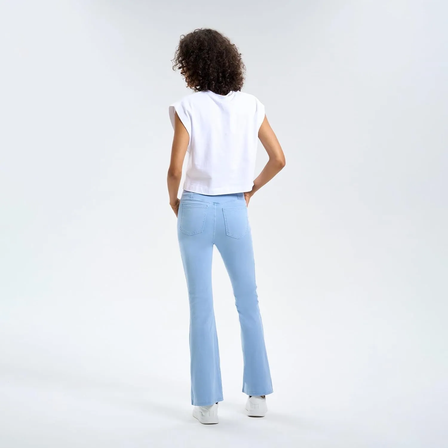 Flare Jeans for Women Crossover High Waisted Tummy Control Jeggins Slim Fit Curvy Bootcut Denim Leggings with Pockets