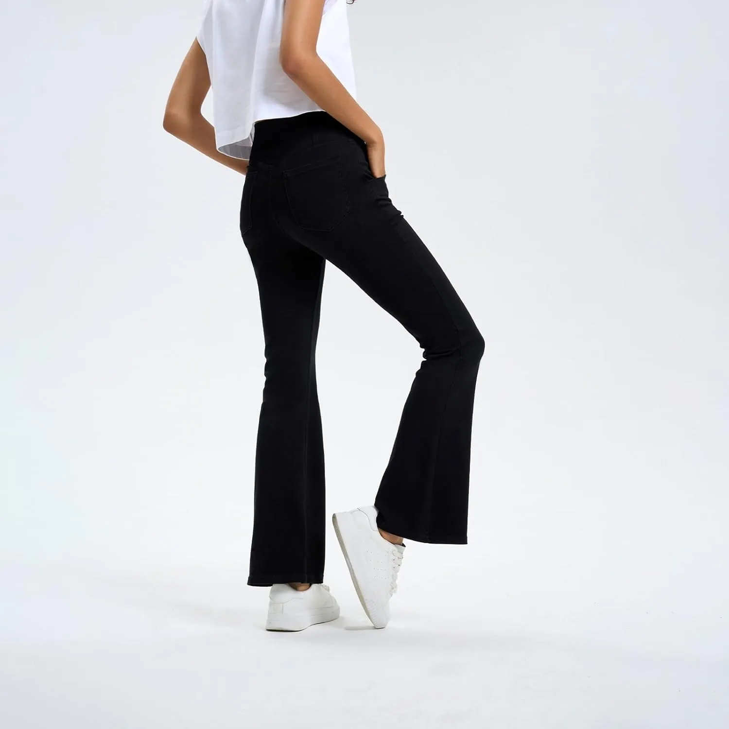 Flare Jeans for Women Crossover High Waisted Tummy Control Jeggins Slim Fit Curvy Bootcut Denim Leggings with Pockets