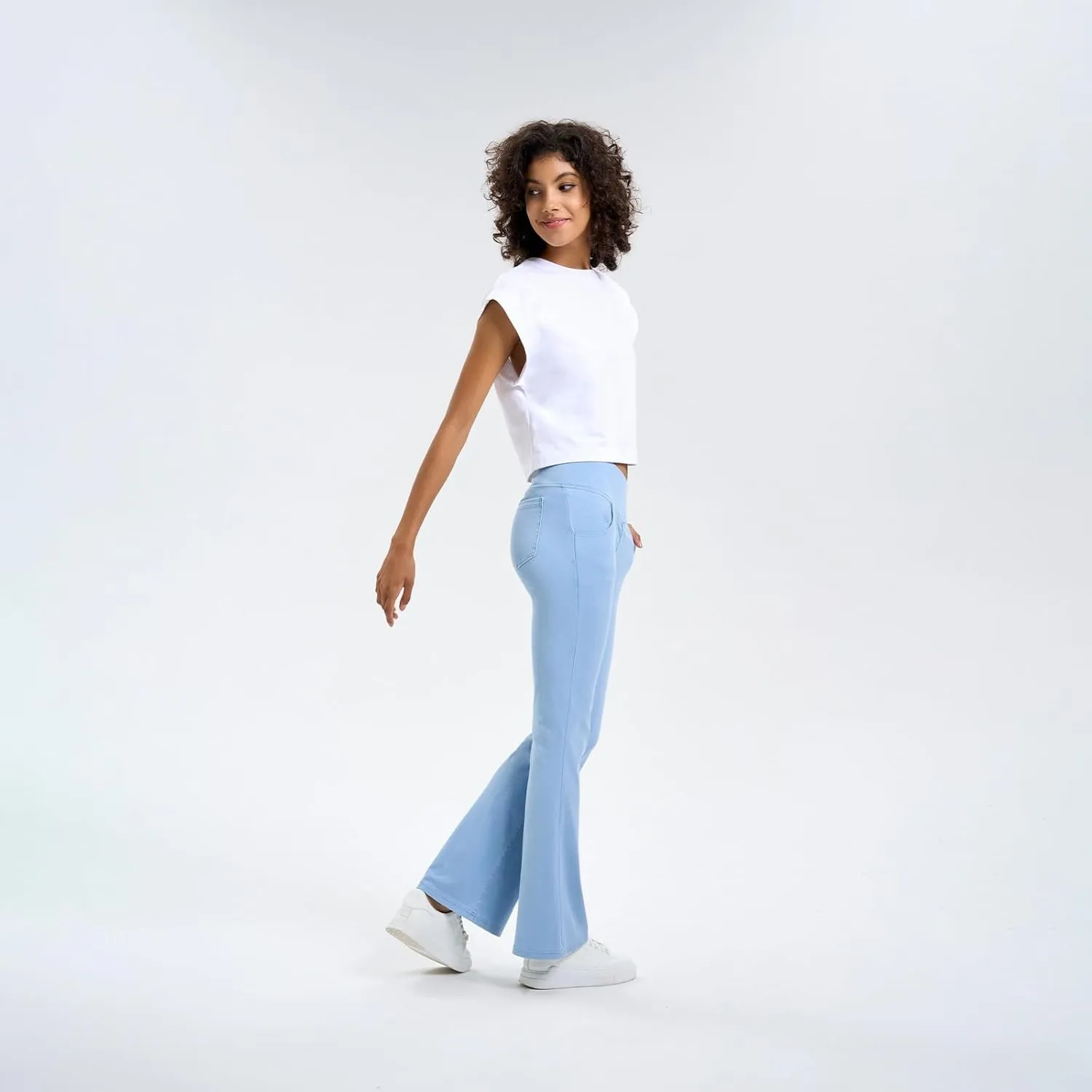 Flare Jeans for Women Crossover High Waisted Tummy Control Jeggins Slim Fit Curvy Bootcut Denim Leggings with Pockets